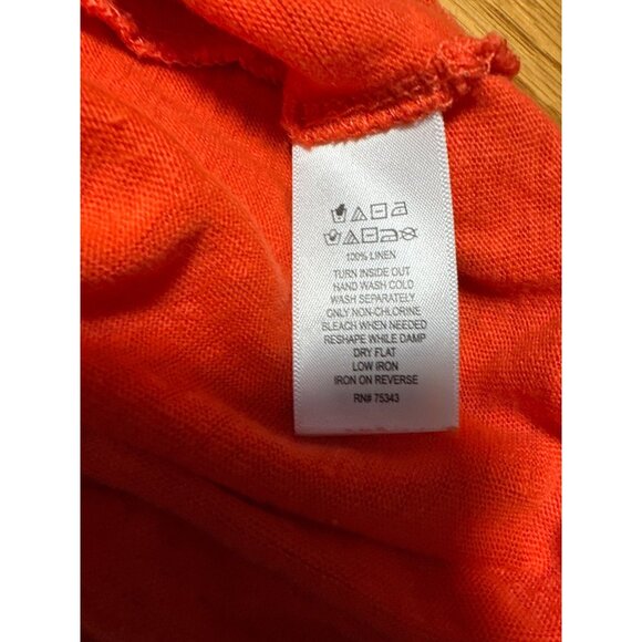 Tahari Womens Orange V-Neck Short Sleeve Linen Top Size 1X - Picture 7 of 10